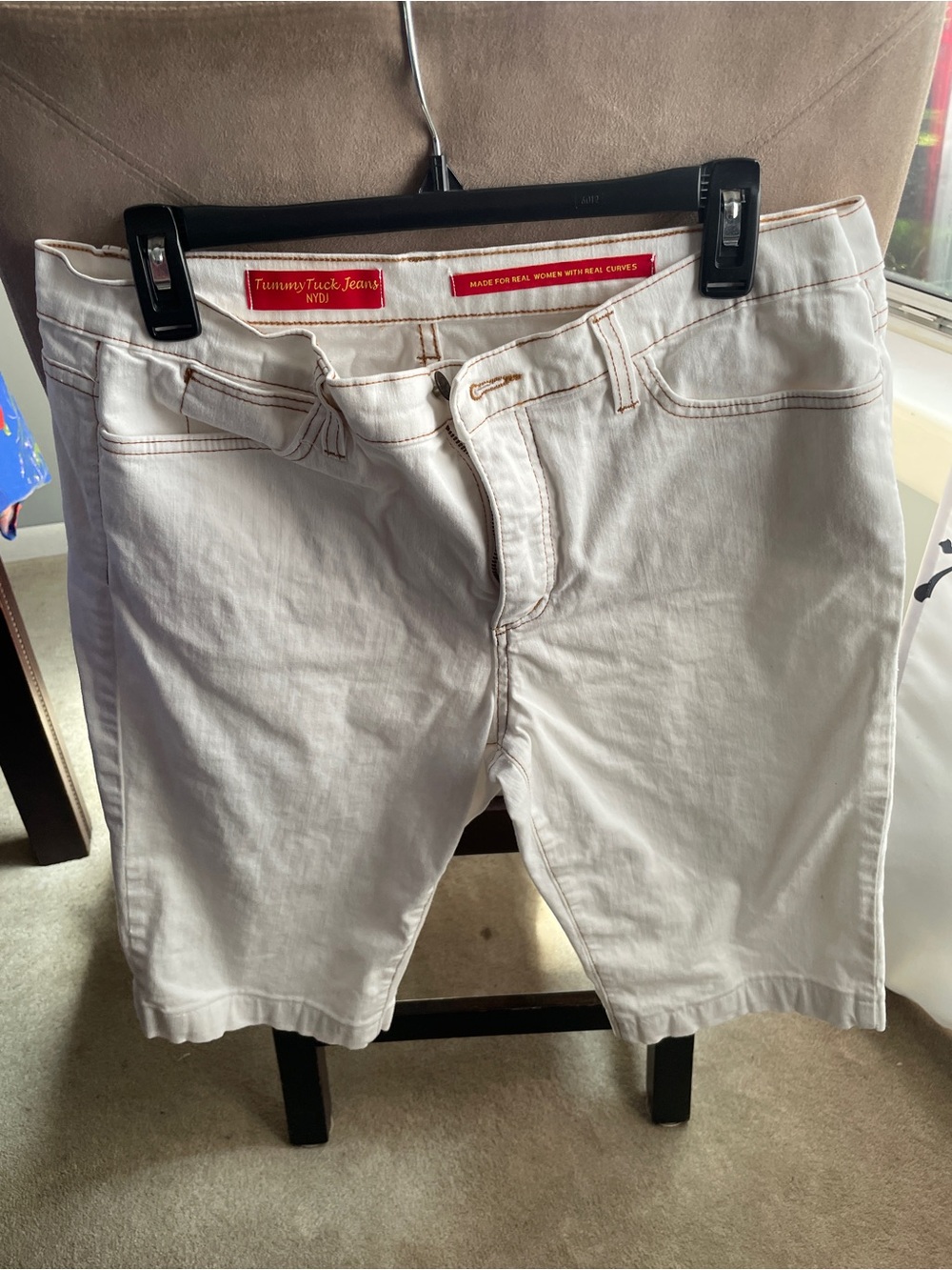 NYDJ White Women's Jean Shorts with Contrast Stitching